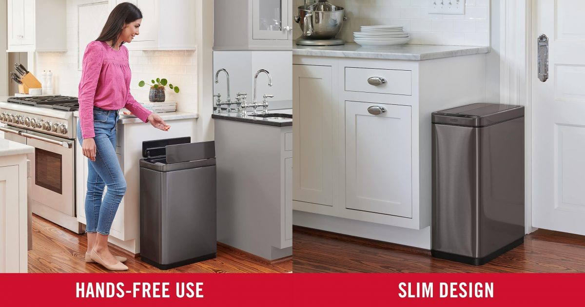 Rubbermaid Elite Stainless Steel Slim Sensor Trash Can